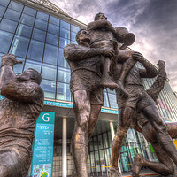 Buy canvas prints of Rugby League Legends statue Wembley stadium by David Pyatt