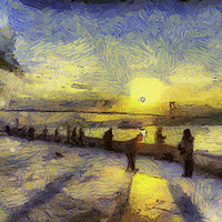 Buy canvas prints of Bosphorus Sunset Art by David Pyatt