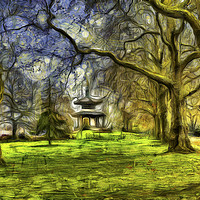 Buy canvas prints of Battersea Park Pagoda Art by David Pyatt