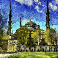 Buy canvas prints of The Blue Mosque Istanbul Art by David Pyatt