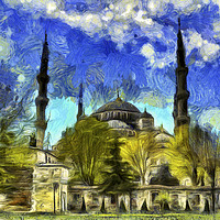 Buy canvas prints of Blue Mosque Istanbul Van Gogh by David Pyatt