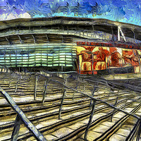 Buy canvas prints of Emirates Stadium Van Gogh by David Pyatt