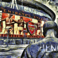 Buy canvas prints of Thierry Henry Statue Emirates Stadium Art by David Pyatt