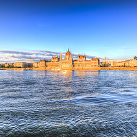 Buy canvas prints of Budapest River Danube Sunset by David Pyatt