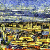 Buy canvas prints of Budapest City Vincent Van Gogh by David Pyatt