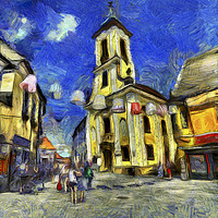 Buy canvas prints of Szentendre Town Budapest Van Gogh by David Pyatt