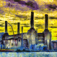 Buy canvas prints of Battersea Power Station Sunset Art by David Pyatt