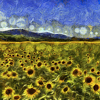 Buy canvas prints of Summer Sunflowers Van Gogh by David Pyatt