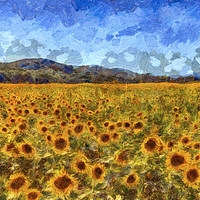 Buy canvas prints of Van Gogh Summer Sunflowers by David Pyatt