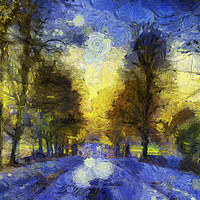Buy canvas prints of Tree Lined Avenue Van Gogh by David Pyatt