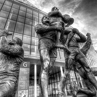 Buy canvas prints of Rugby League Legends Statue Wembley stadium by David Pyatt