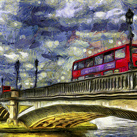 Buy canvas prints of Battersea Bridge London Van Gogh by David Pyatt