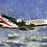 Buy canvas prints of Emirates A380 Airbus Art by David Pyatt