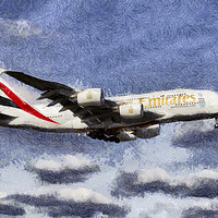 Buy canvas prints of Emirates A380 Art  by David Pyatt