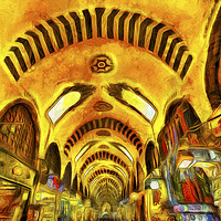 Buy canvas prints of Spice Bazaar Istanbul Van Gogh by David Pyatt