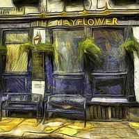 Buy canvas prints of The Mayflower Pub London Van Gogh by David Pyatt