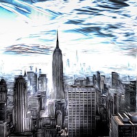 Buy canvas prints of Manhattan Skyline Art by David Pyatt