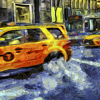 Buy canvas prints of New York Taxis Art by David Pyatt