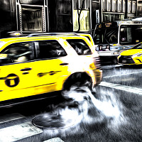 Buy canvas prints of New York Yellow Taxi Art by David Pyatt
