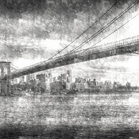Buy canvas prints of Brooklyn Bridge Vintage  by David Pyatt