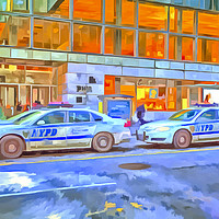 Buy canvas prints of NYPD Cars Pop Art by David Pyatt