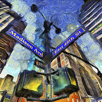 Buy canvas prints of New York Street Sign Van Gogh by David Pyatt