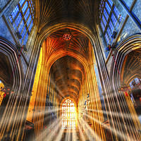 Buy canvas prints of Bath Abbey Sun Rays by David Pyatt