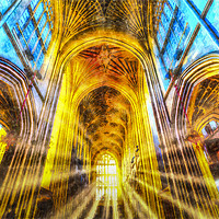 Buy canvas prints of Bath Abbey Sun Rays Art by David Pyatt