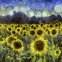 Buy canvas prints of Van Gogh Sunflowers by David Pyatt