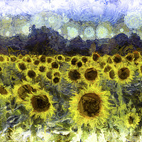 Buy canvas prints of Sunflowers Van Goth by David Pyatt