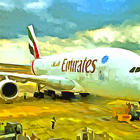 Buy canvas prints of Emirates A380 Airbus Pop Art by David Pyatt