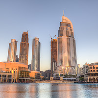 Buy canvas prints of Dubai Sunset Architecture by David Pyatt