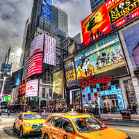 Buy canvas prints of Yellow Cabs Times Square by David Pyatt