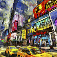 Buy canvas prints of New York Taxis Art by David Pyatt