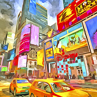 Buy canvas prints of New York Taxicabs Pop Art by David Pyatt