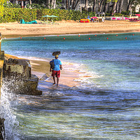 Buy canvas prints of Barbados Beach Vendor by David Pyatt