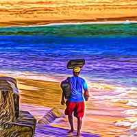 Buy canvas prints of Barbados Beach Art by David Pyatt