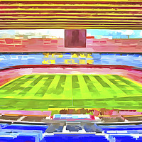 Buy canvas prints of Nou Camp Stadium Pop Art by David Pyatt