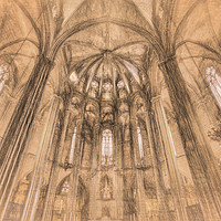 Buy canvas prints of Barcelona Cathedral da Vinci Art  by David Pyatt