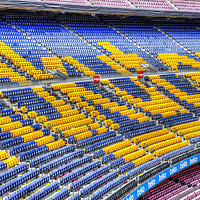 Buy canvas prints of Nou Camp Stadium Seating  by David Pyatt
