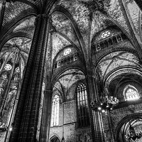 Buy canvas prints of Barcelona Cathedral Monochrome by David Pyatt