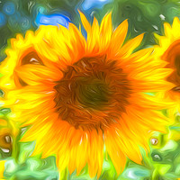 Buy canvas prints of Pastel Sunflower Art by David Pyatt