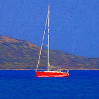 Buy canvas prints of Red Yacht Art by David Pyatt