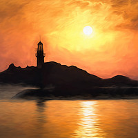 Buy canvas prints of Lighthouse Sunset Art by David Pyatt