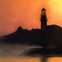 Buy canvas prints of Lighthouse Sunset  by David Pyatt