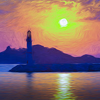 Buy canvas prints of Bodrum Lighthouse Impressionism  by David Pyatt