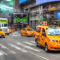 Buy canvas prints of New York Taxis  by David Pyatt