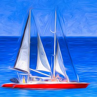 Buy canvas prints of Catamaran Art Barbados by David Pyatt
