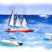 Buy canvas prints of Caribbean Catamaran Art by David Pyatt