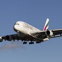 Buy canvas prints of Emirates Airbus A380-861 by David Pyatt